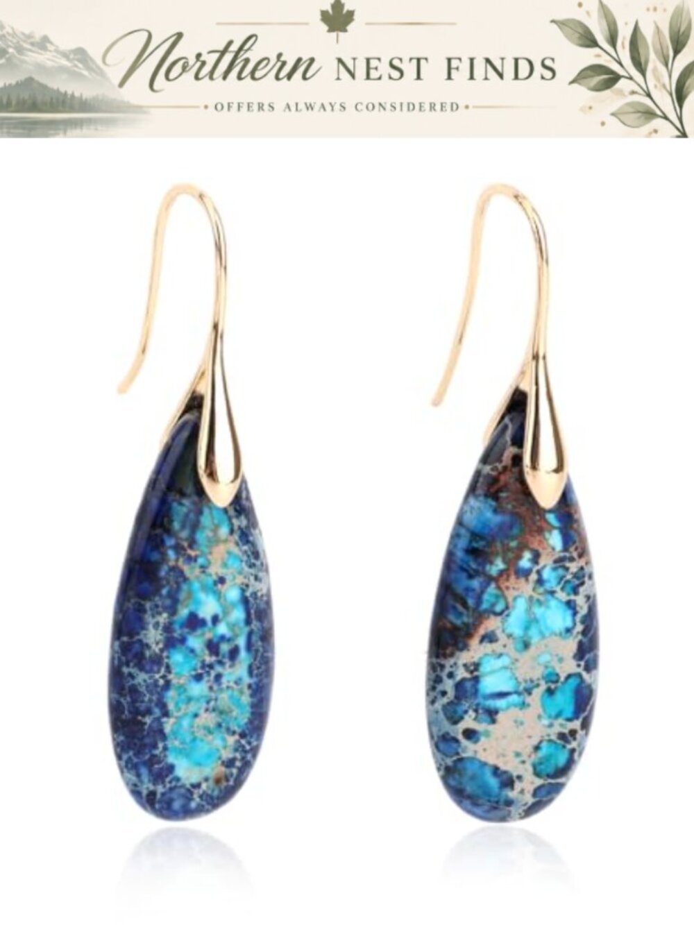 Natural Stone Dangle Drop Earrings Teardrop Statement Jewelry